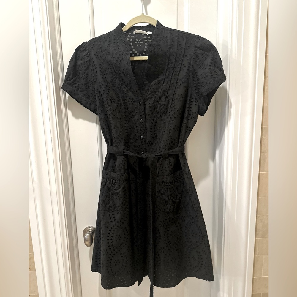 Anne Fontaine Melodie Black Eyelet Dress EUC